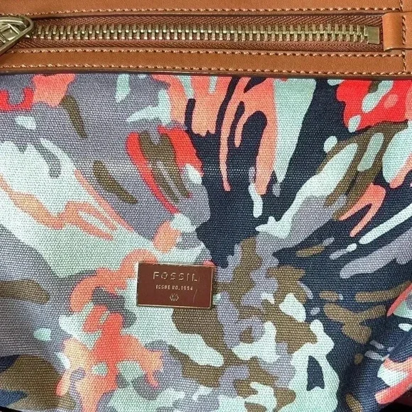 FOSSIL Women's Dawson Crossbody Bag Floral Canvas Camouflage Purse - Picture 6 of 14